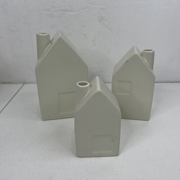 Hearth & Hand with Magnolia Bud Vases Ivory Stoneware Houses Lot 3 Target 2017 - Picture 3 of 13